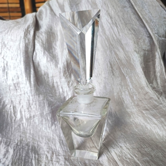 Vintage Perfume Bottle Clear Glass Heavy Crystal Prism  ***FLAW-CHIPS-FOGGED*** - Picture 2 of 13